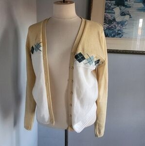 Joff Women's Argyle Cardigan Sweater Size M